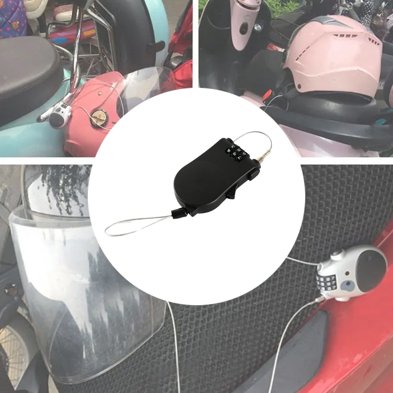 17506 Multifunctional cable lock with number code for travel, sports Etc. Retractable Wire Lock,Wire Black Shell Combination Password. 17506 Multifunctional cable lock with number code for travel, sports Etc. Retractable Wire Lock,Wire Black Shell Combination Password.